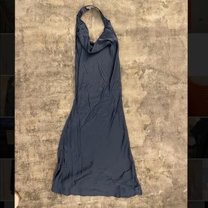 Silky blue midi dress with cowl neck - worn once